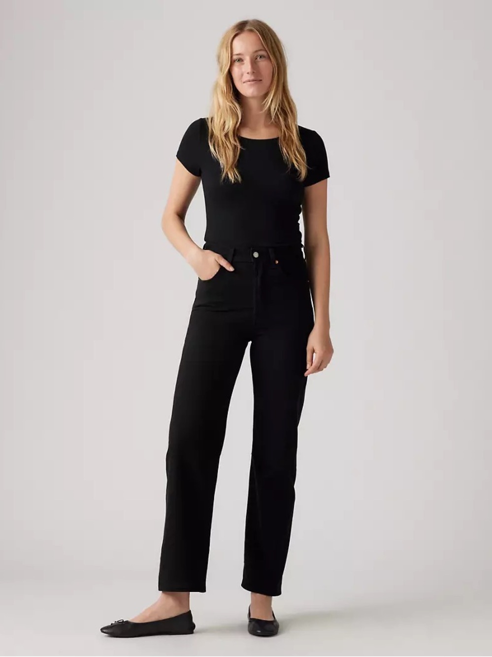 Levis Premium Women's Black Ribcage Straight Ankle Jeans In Black Spruce 28x26 - Picture 3 of 11